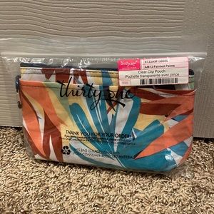 Thirty one clear clip pouch in painted palms brand new in bag